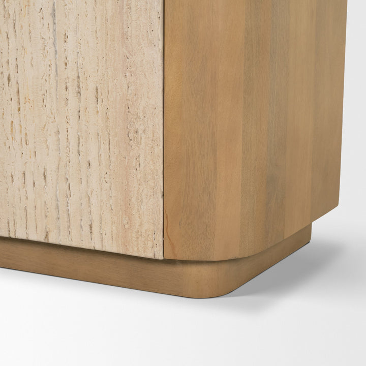 Serrin Solid Wood w/ Travertine 4 Door Closed Sideboard