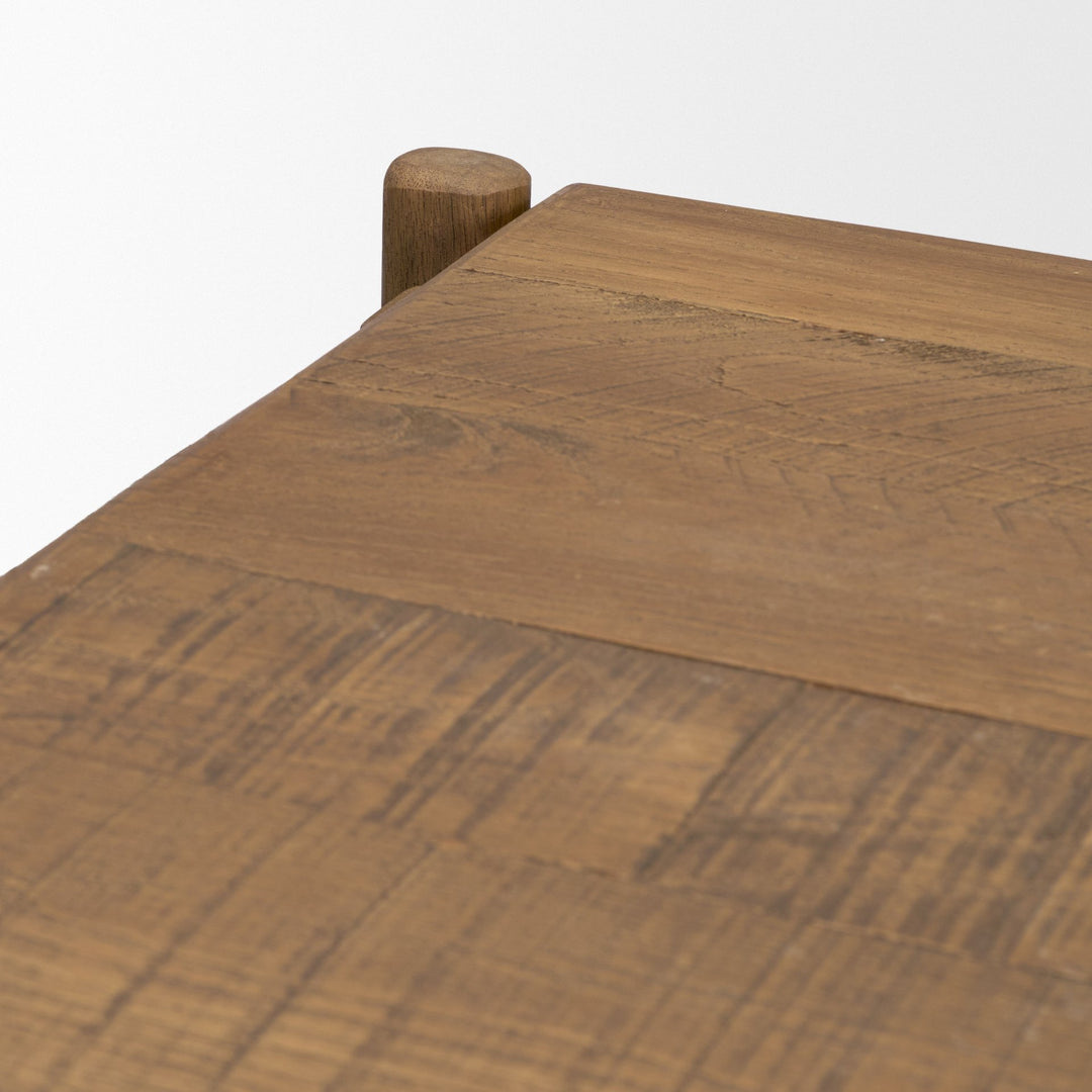 Riven Oak Wood Square Side Table