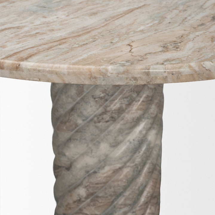 Ravello 42" Pink Marble Swirl Pedestal Base Round Dining Table