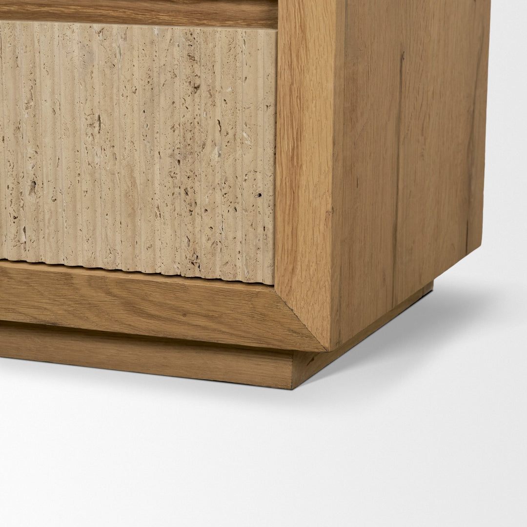 Travona Oak Wood w/ Travertine 6 Drawer Dresser