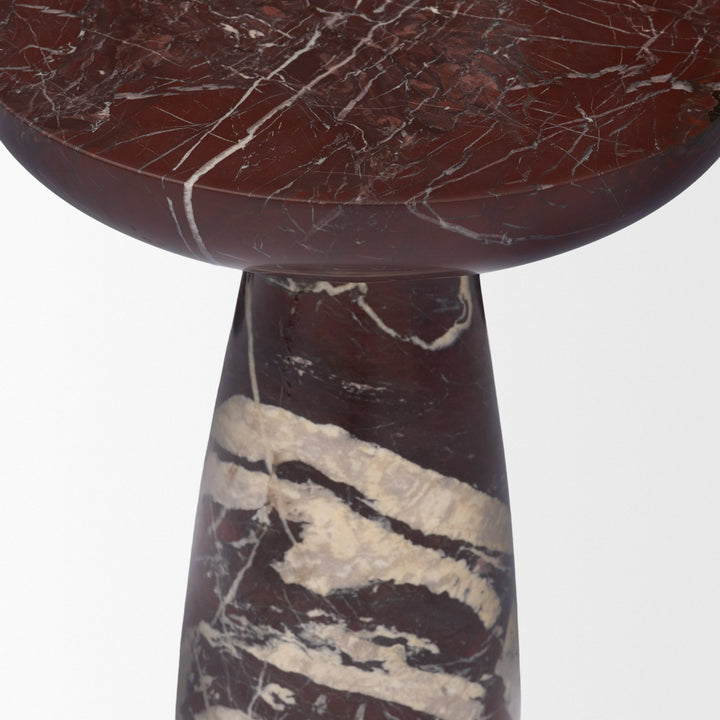 Bellancia Rosso Red Levanto Marble Pedastal Side Table