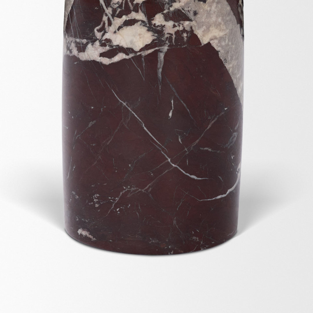 Bellancia Rosso Red Levanto Marble Pedastal Side Table