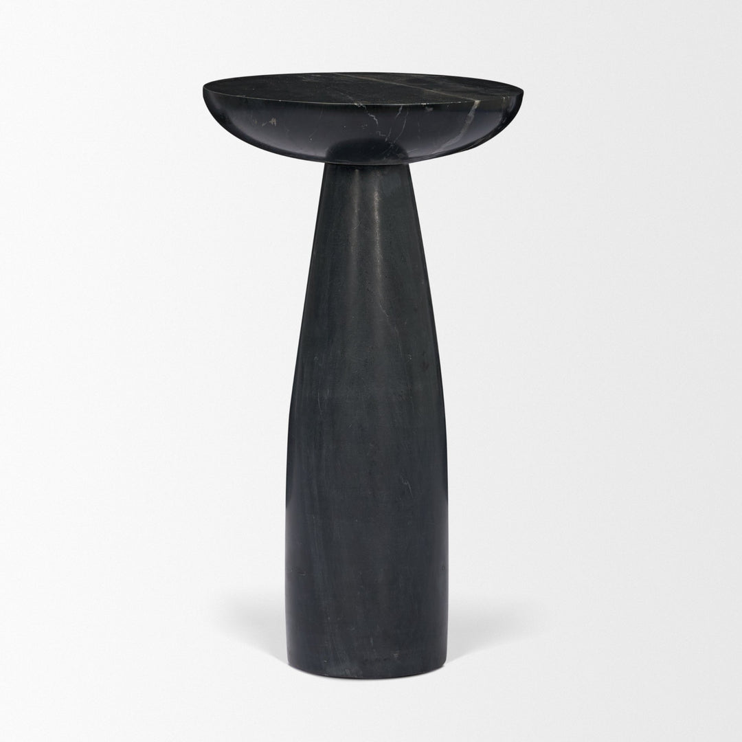 Bellancia Nero Black Marquina Marble Pedestal Side Table