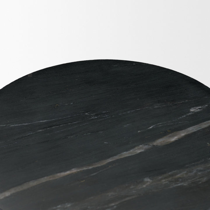 Bellancia Nero Black Marquina Marble Pedestal Side Table