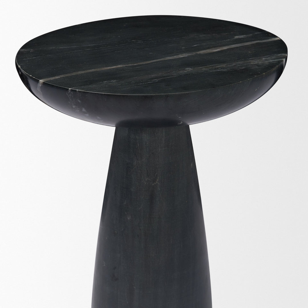 Bellancia Nero Black Marquina Marble Pedestal Side Table