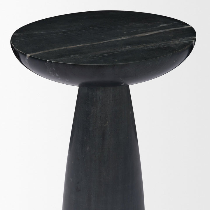 Bellancia Nero Black Marquina Marble Pedestal Side Table