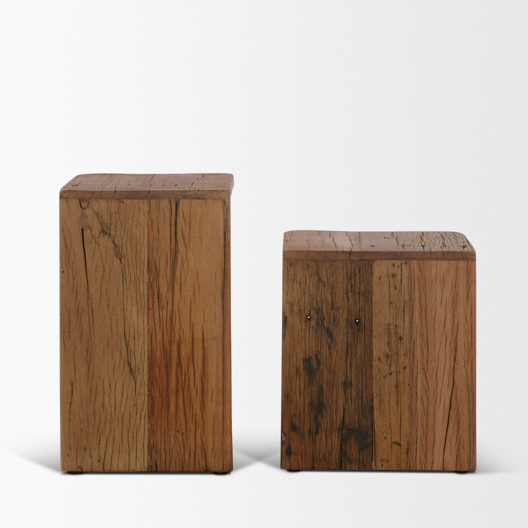Lucan Mid-Dark Brown Reclaimed Wood Side Tables