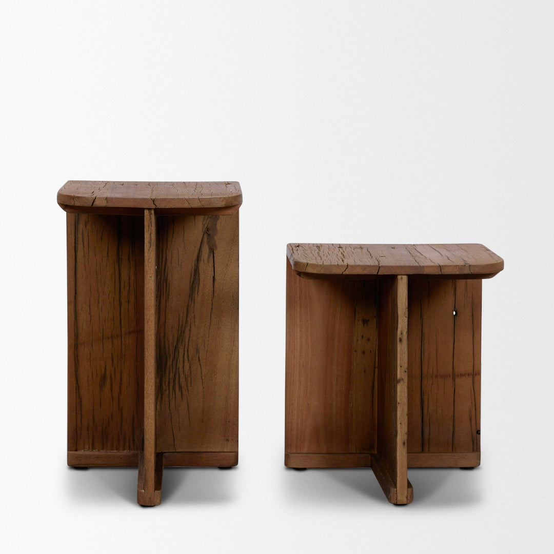 Lucan Mid-Dark Brown Reclaimed Wood Side Tables