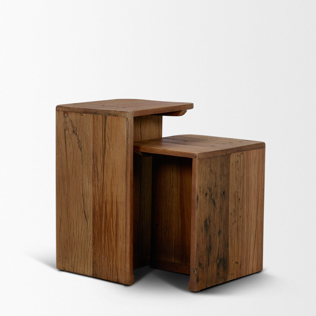 Lucan Mid-Dark Brown Reclaimed Wood Side Tables