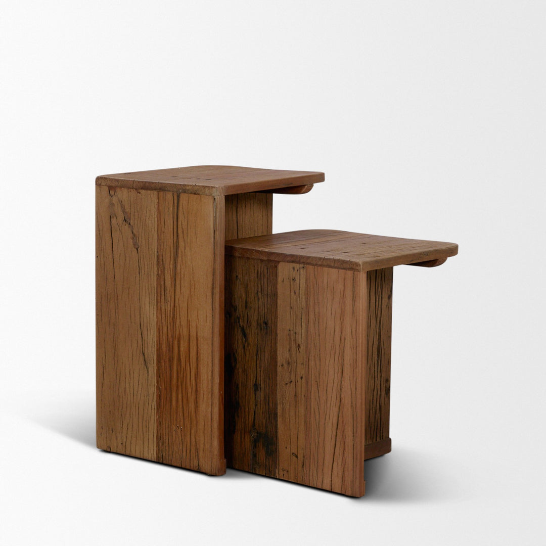 Lucan Mid-Dark Brown Reclaimed Wood Side Tables