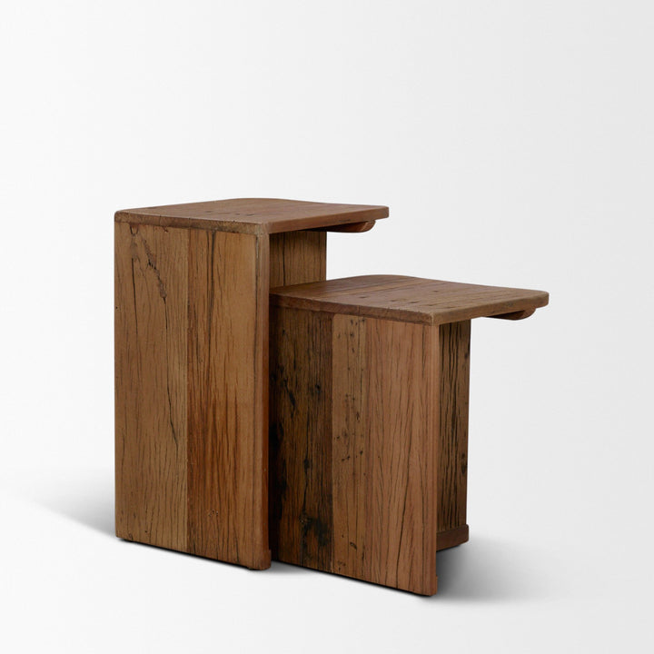 Lucan Mid-Dark Brown Reclaimed Wood Side Tables