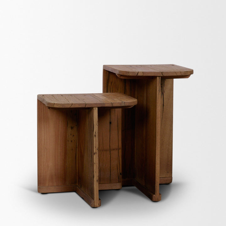 Lucan Mid-Dark Brown Reclaimed Wood Side Tables