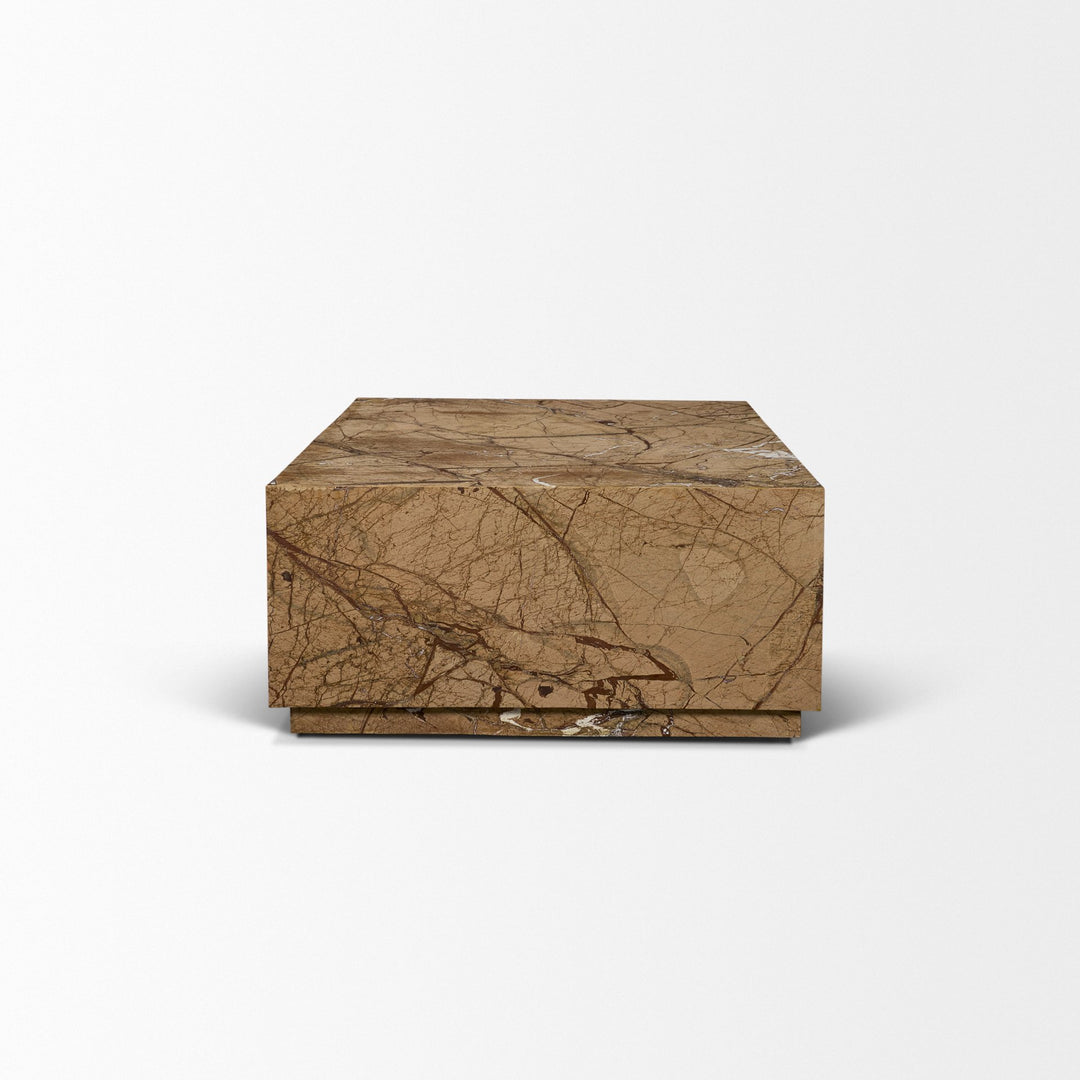 Matteo Solid Rainforest Rust Marble Rectangular Coffee Table