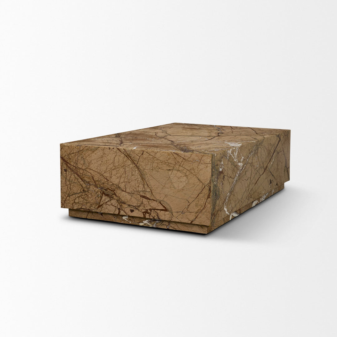 Matteo Solid Rainforest Rust Marble Rectangular Coffee Table