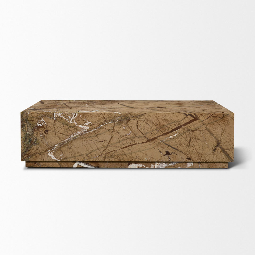 Matteo Solid Rainforest Rust Marble Rectangular Coffee Table