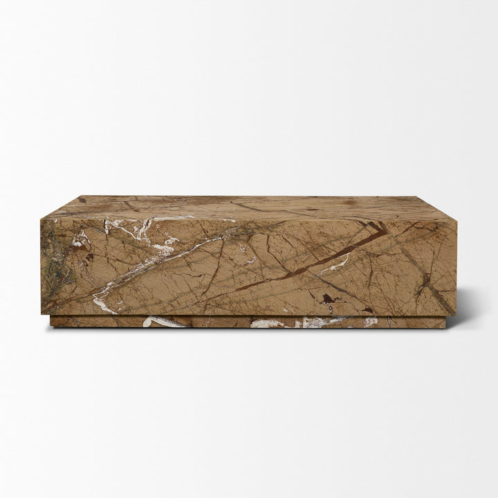 Matteo Solid Rainforest Rust Marble Rectangular Coffee Table
