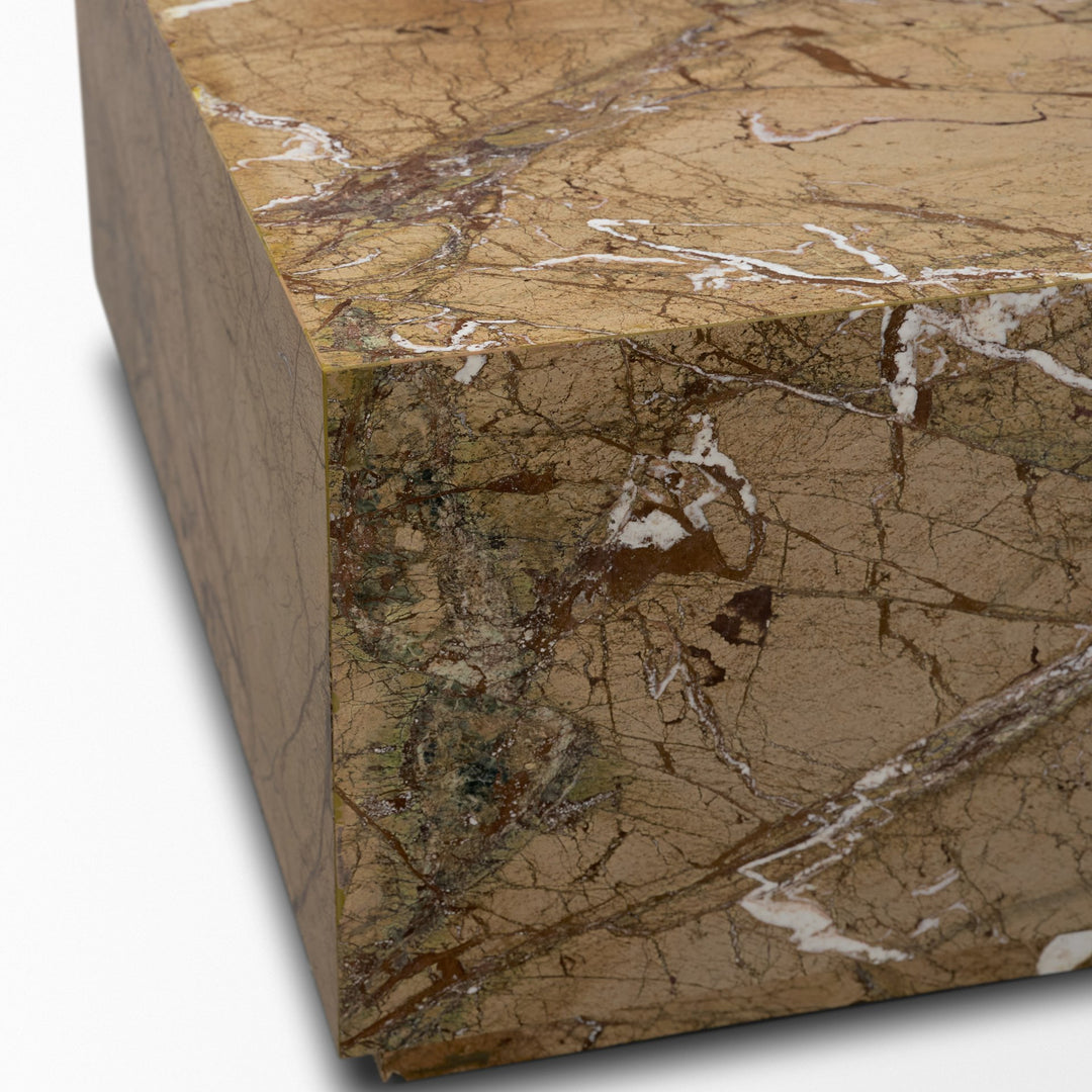 Matteo Solid Rainforest Rust Marble Rectangular Coffee Table