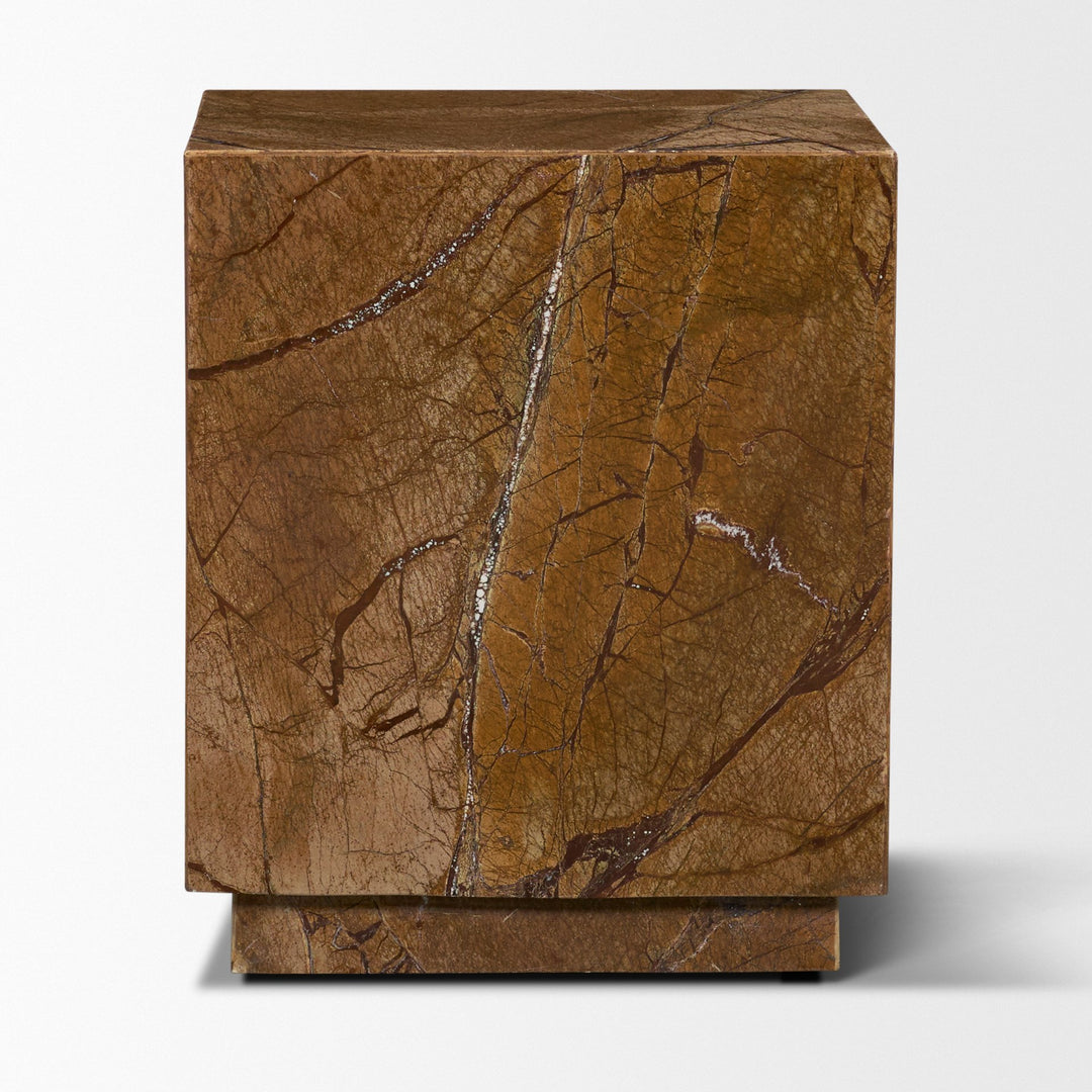Matteo Solid Rainforest Rust Marble Square Side Table