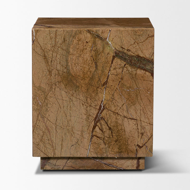 Matteo Solid Rainforest Rust Marble Square Side Table
