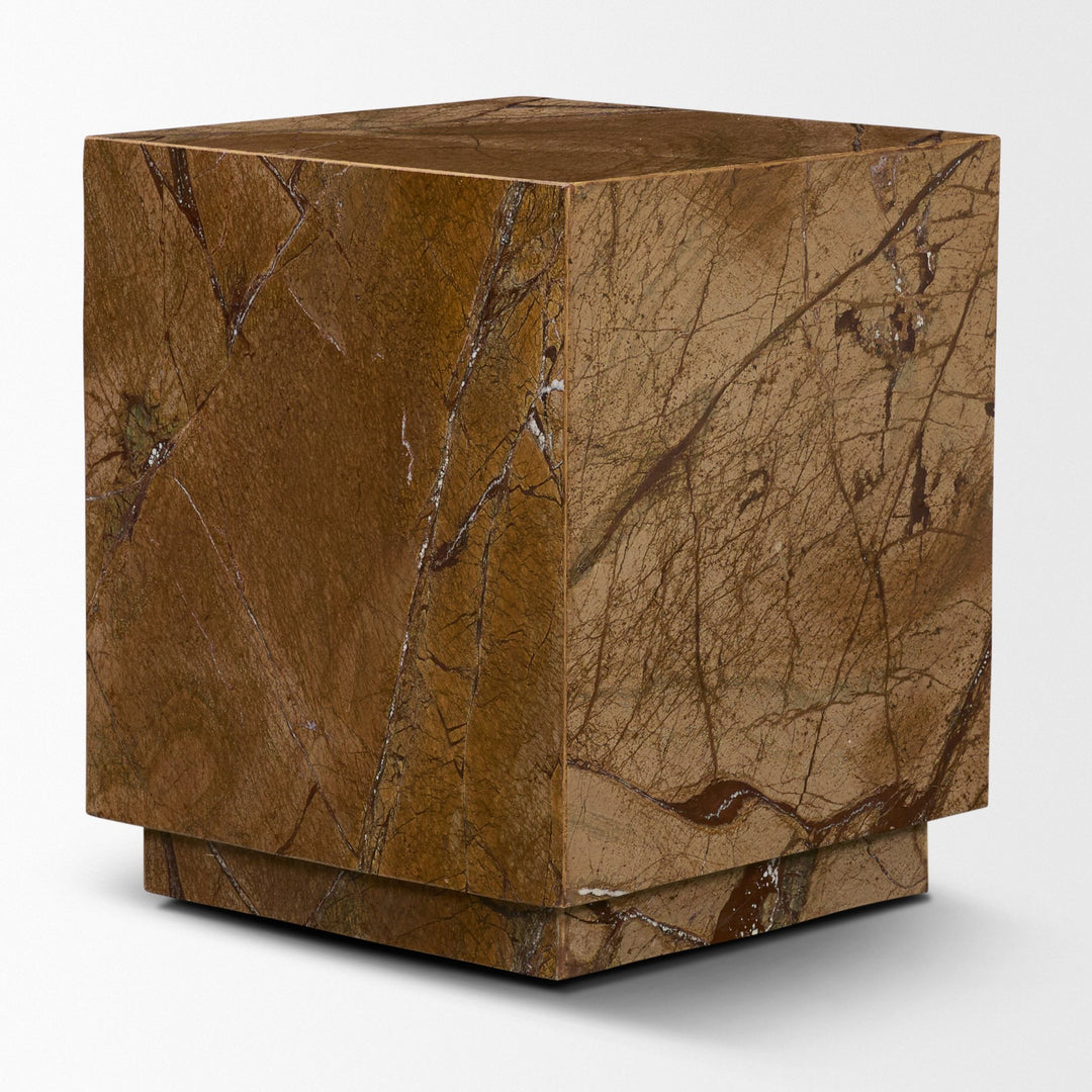 Matteo Solid Rainforest Rust Marble Square Side Table