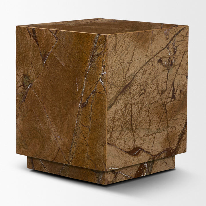 Matteo Solid Rainforest Rust Marble Square Side Table