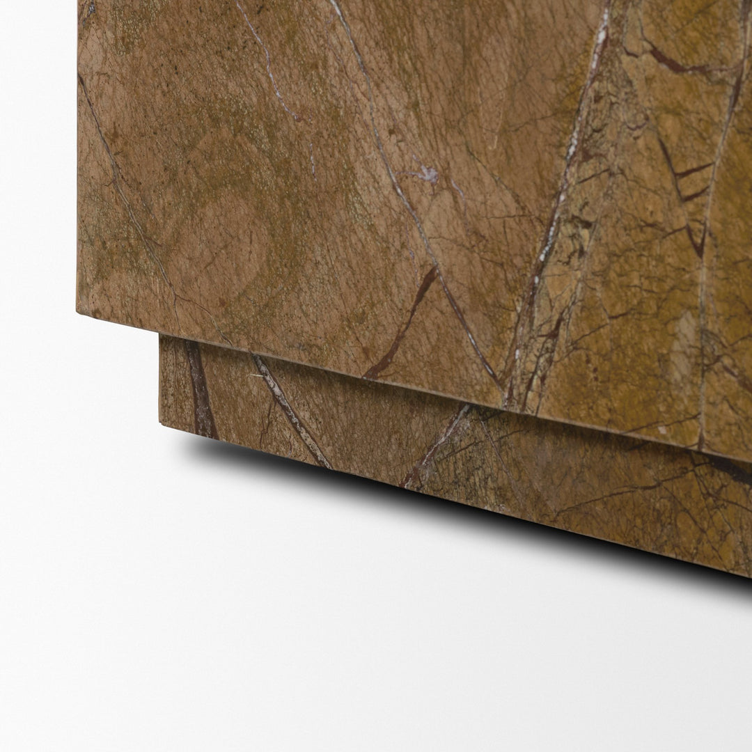 Matteo Solid Rainforest Rust Marble Square Side Table