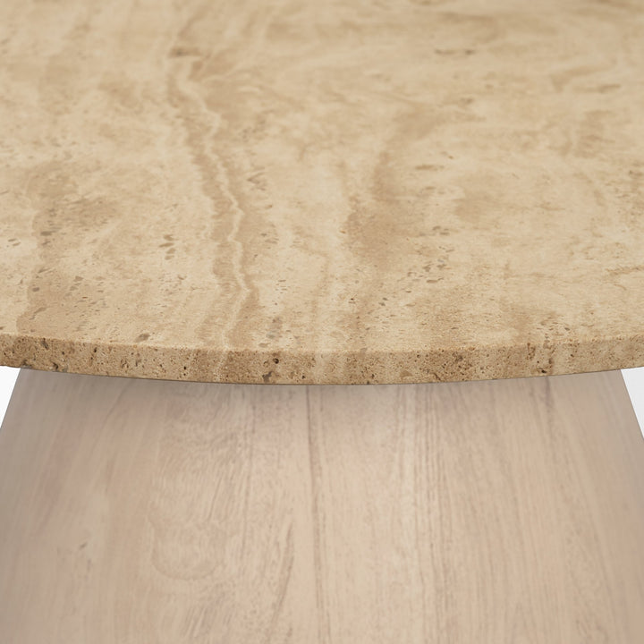 Allyson 36" Light Wood Base w/ Travertine Top Coffee Table