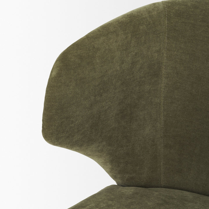 Niles 22.5L x 24.5W x 32H Moss Olive Fabric Seat W/ Mid Brown Wooden Legs Wingback Dining Chair