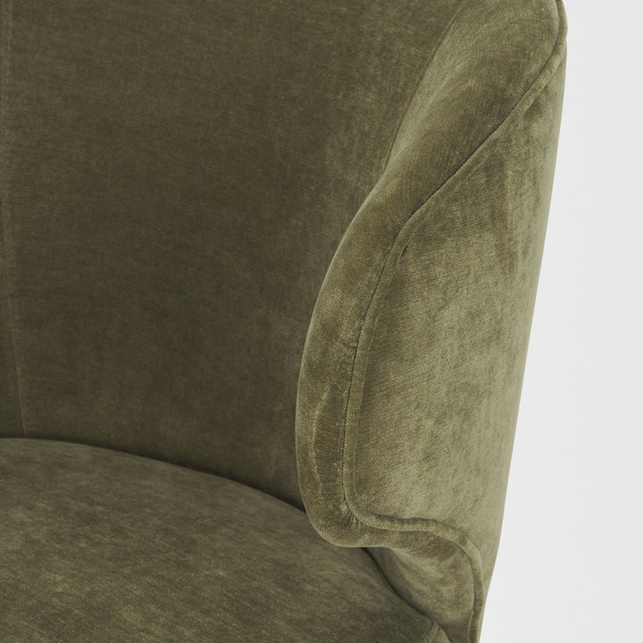 Niles 22.5L x 24.5W x 32H Moss Olive Fabric Seat W/ Mid Brown Wooden Legs Wingback Dining Chair