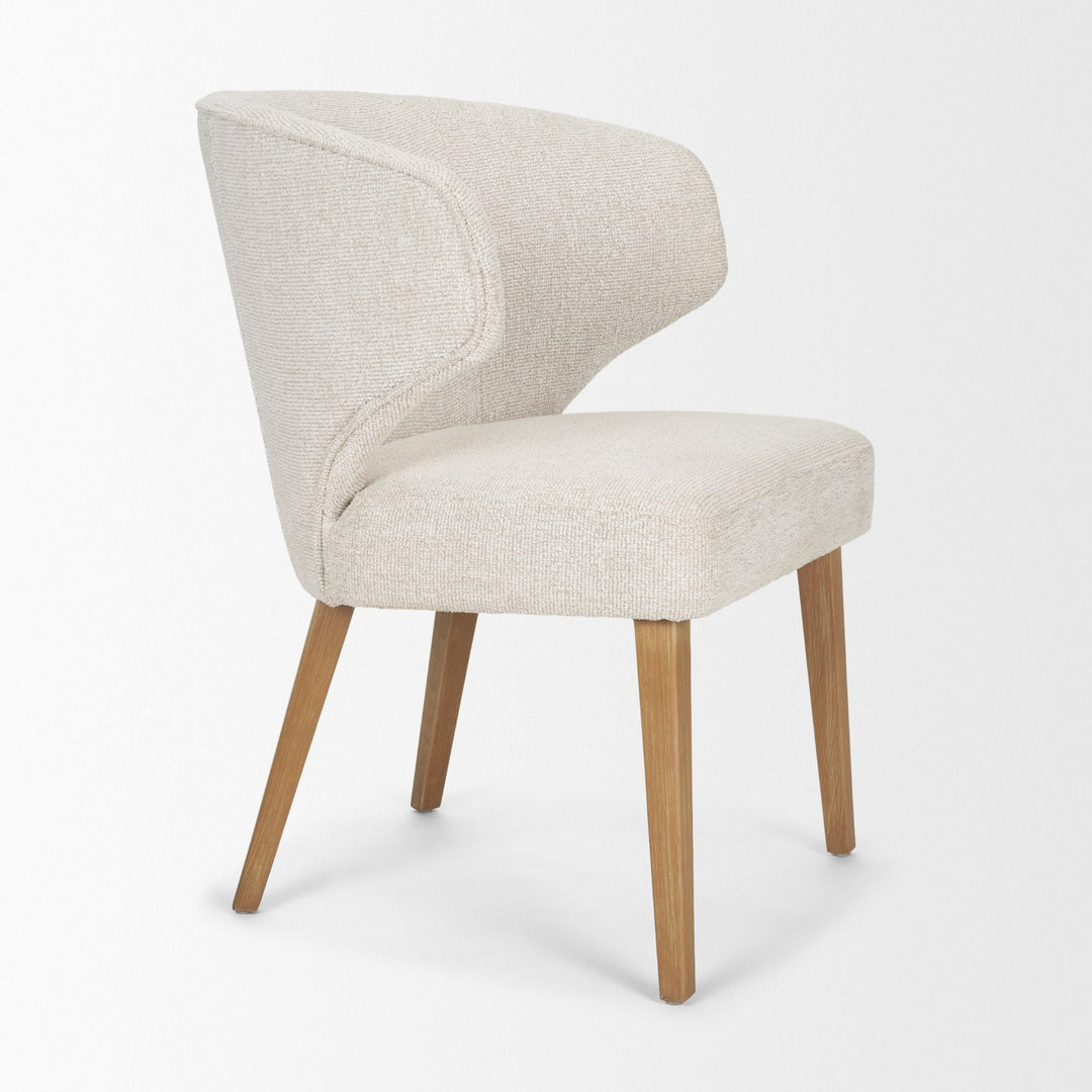 Niles 22.5L x 24.5W x 32H Cream Fabric Seat W/ Med Brown Wooden Legs Wingback Dining Chair (G520-4A)