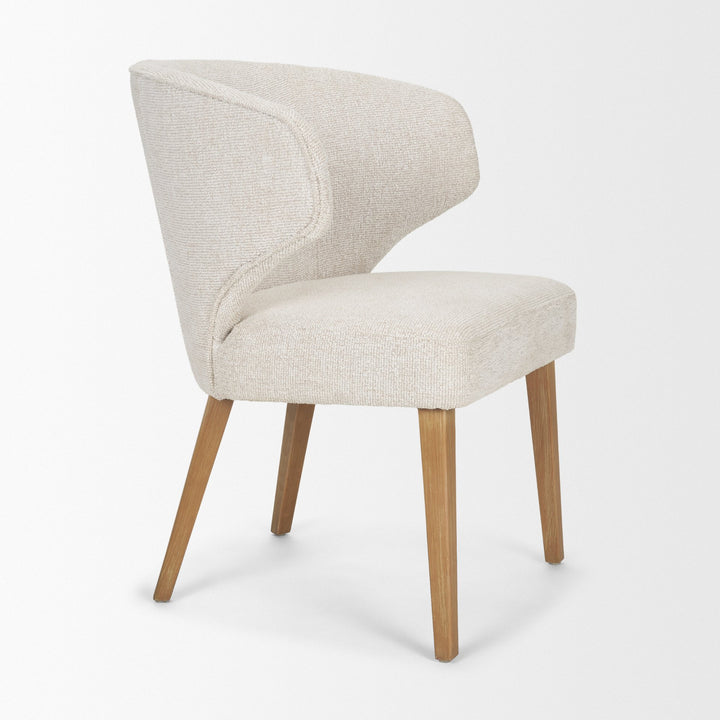 Niles 22.5L x 24.5W x 32H Cream Fabric Seat W/ Med Brown Wooden Legs Wingback Dining Chair (G520-4A)