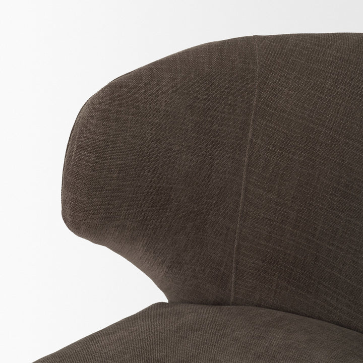 Niles Brown Fabric W/ Dark Brown Wooden Legs Wingback Dining Chair