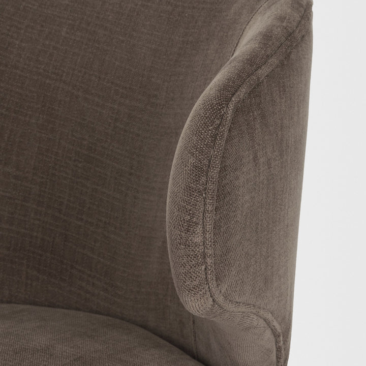 Niles Brown Fabric W/ Dark Brown Wooden Legs Wingback Dining Chair