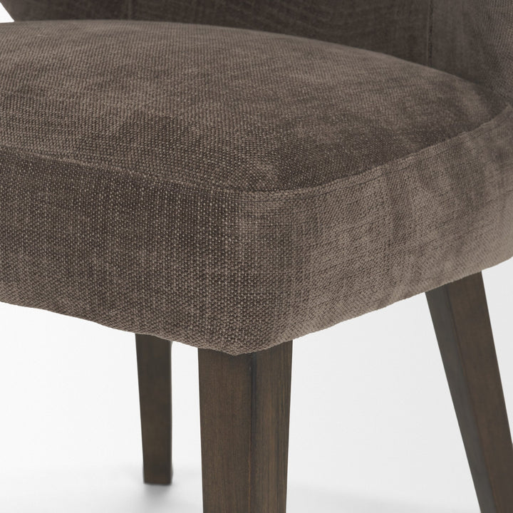 Niles Brown Fabric W/ Dark Brown Wooden Legs Wingback Dining Chair