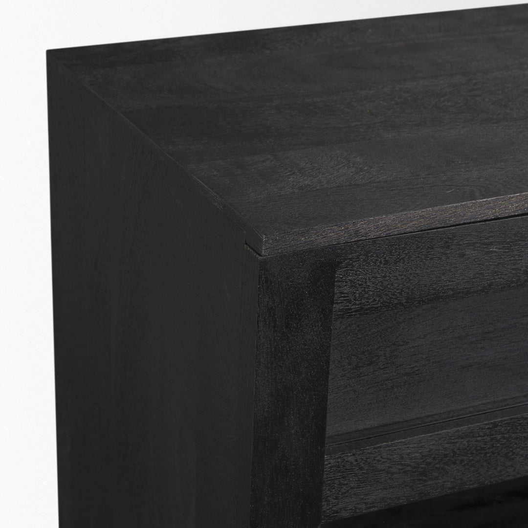 Suri Black Wood w/ Glass 4-Door Closed Sideboard