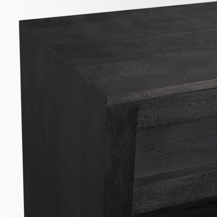Suri Black Wood w/ Glass 4-Door Closed Sideboard