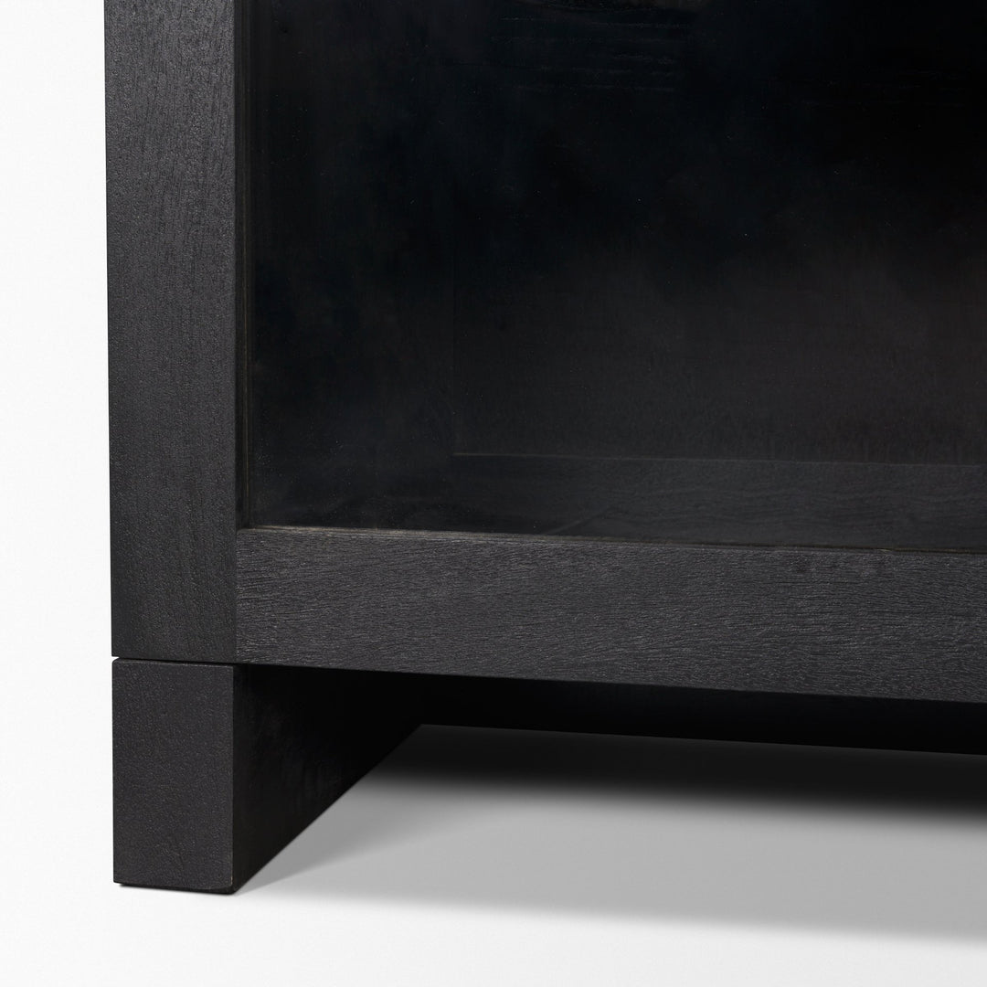 Suri Black Wood w/ Glass 4-Door Closed Sideboard