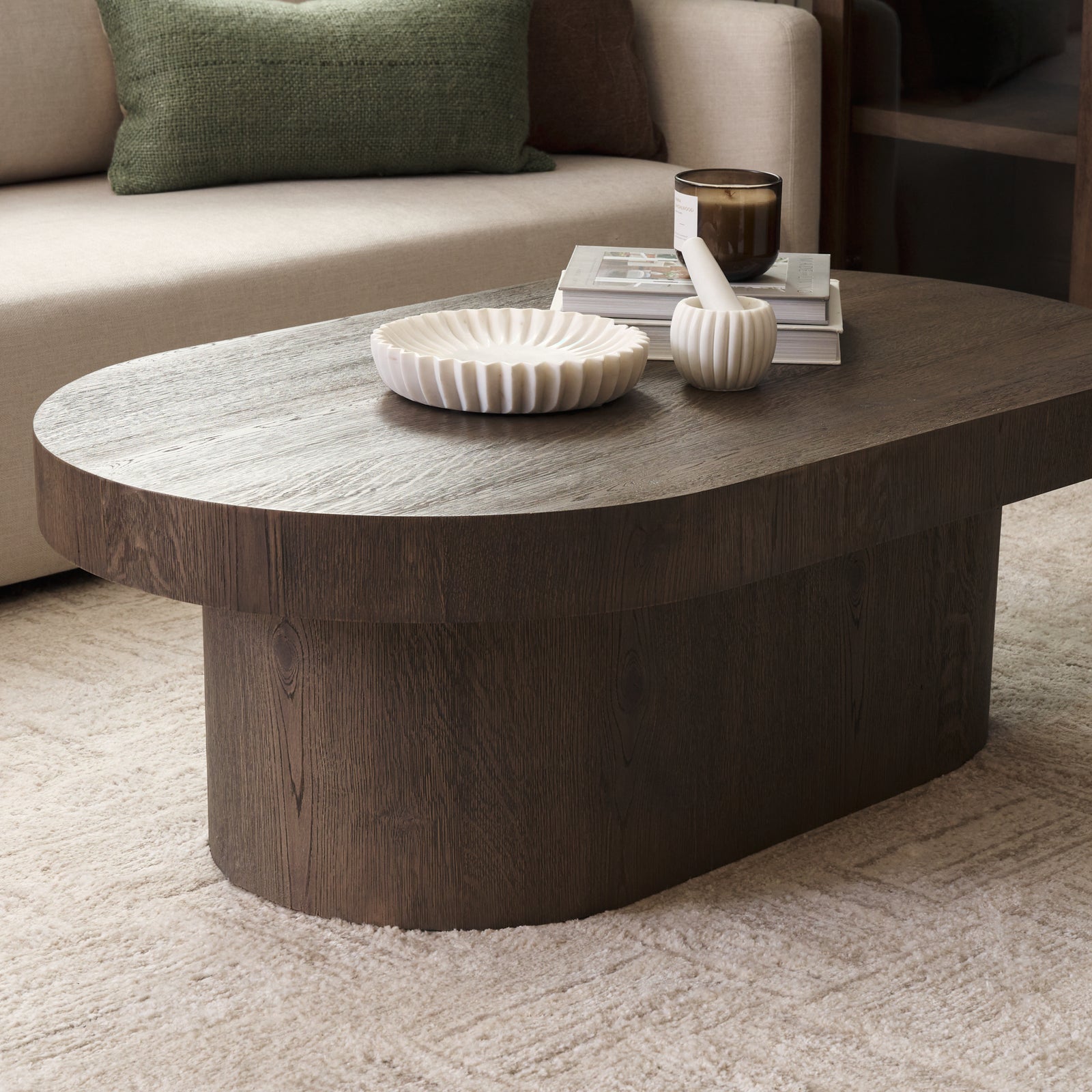 Lyonne Oblong Medium Brown Oak Wood Coffee Table