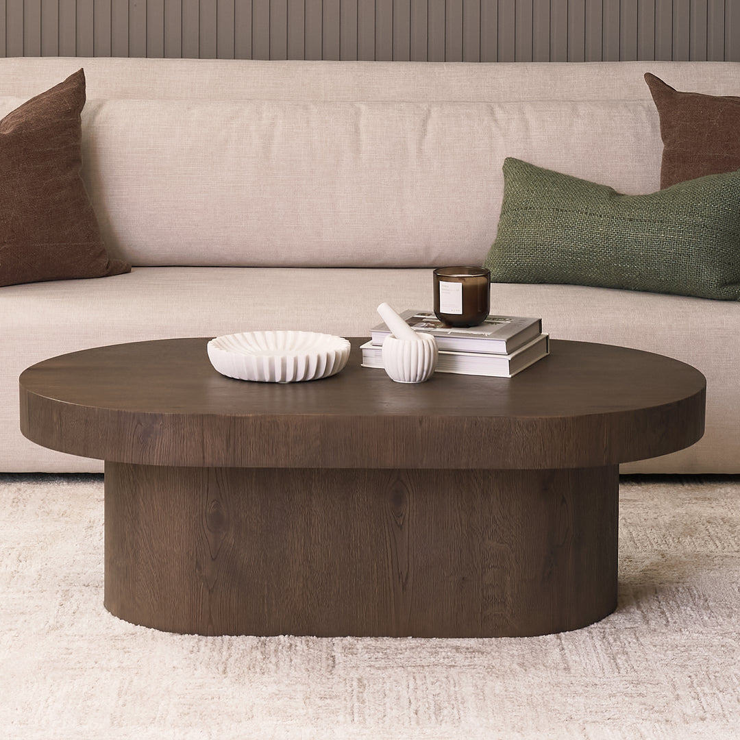 Lyonne Oblong Medium Brown Oak Wood Coffee Table