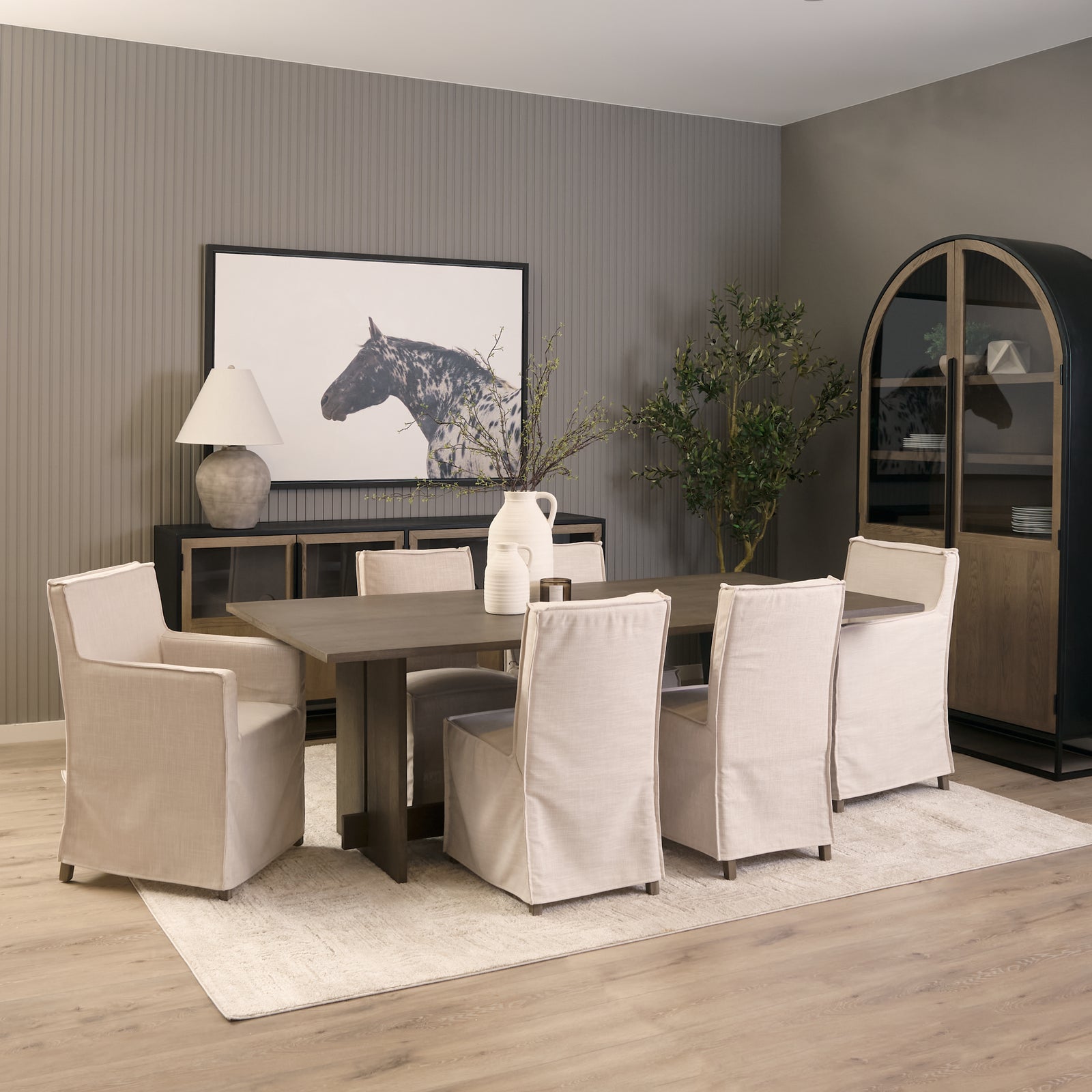 Aida 84" Rectangular Medium Brown Oak Wood Dining Table