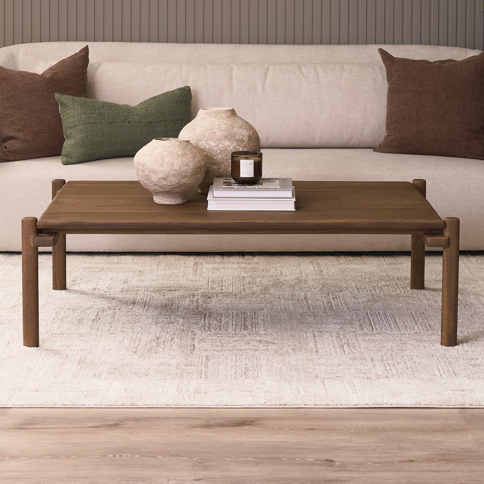 Riven Oak Wood Rectangular Coffee Table