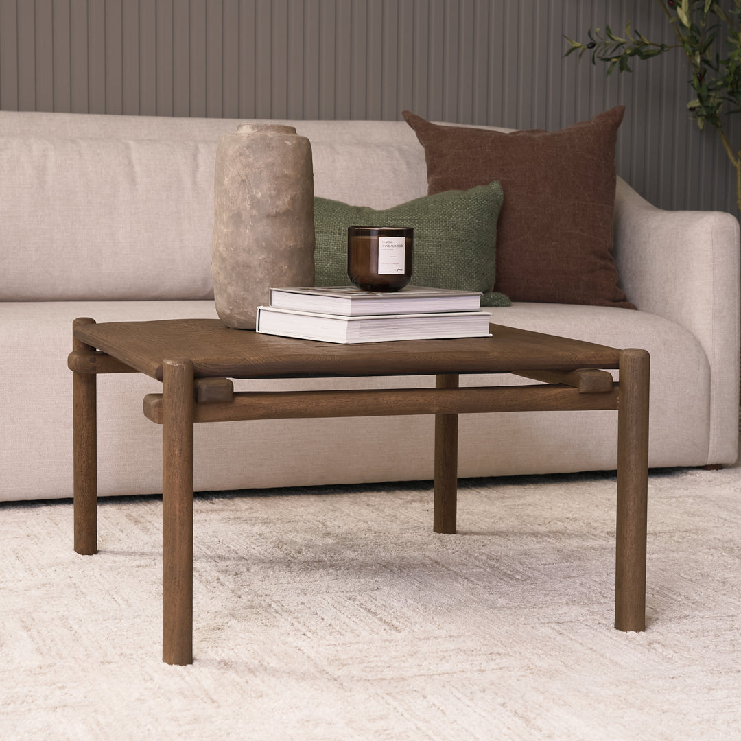 Riven Oak Wood Square Side Table