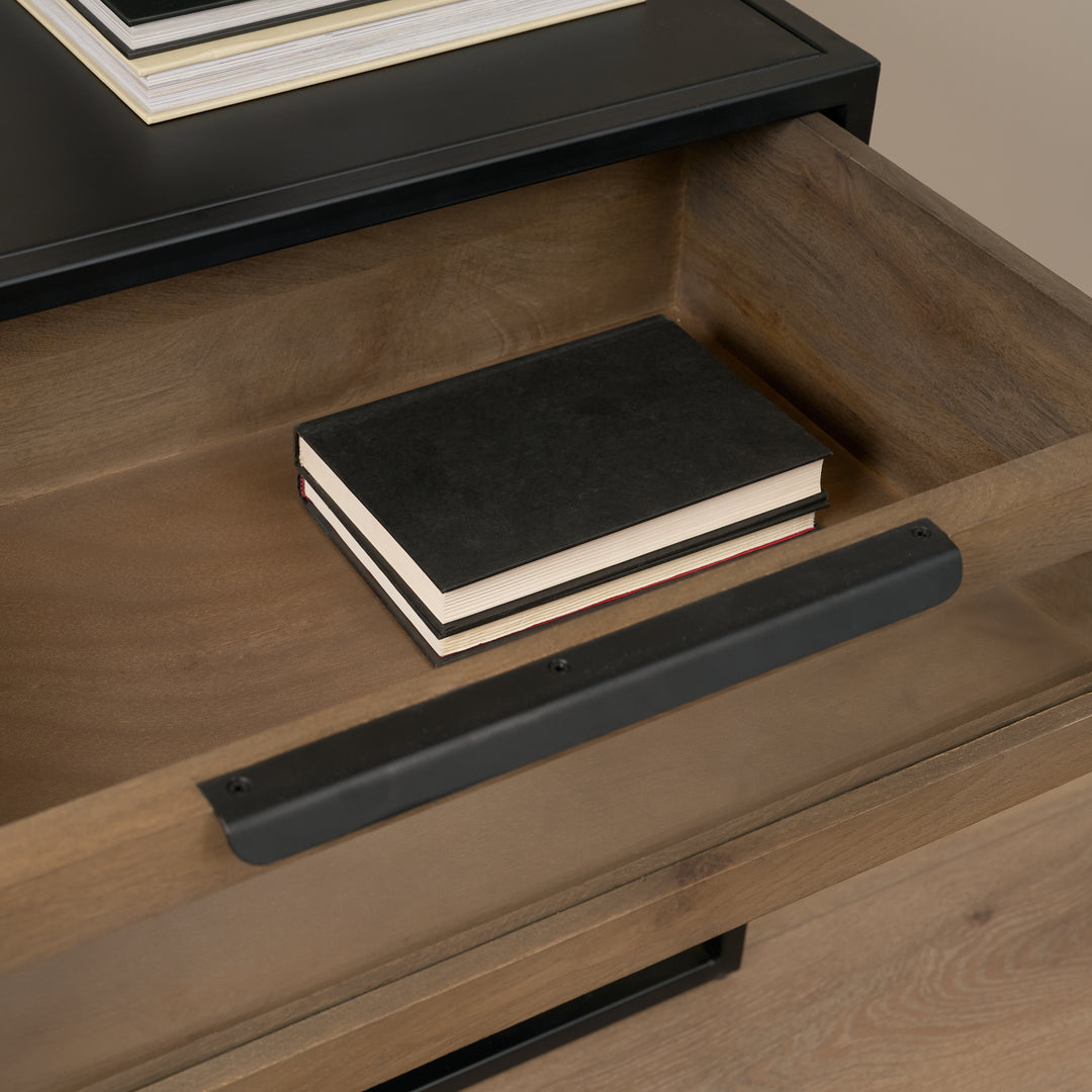 Sloan Light Brown W/ Black Metal Frame Side Table