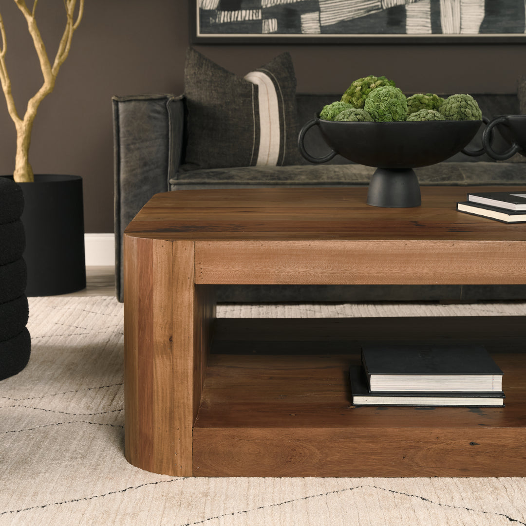 Dunmore Solid Wood Rectangular Open Shelf Coffee Table