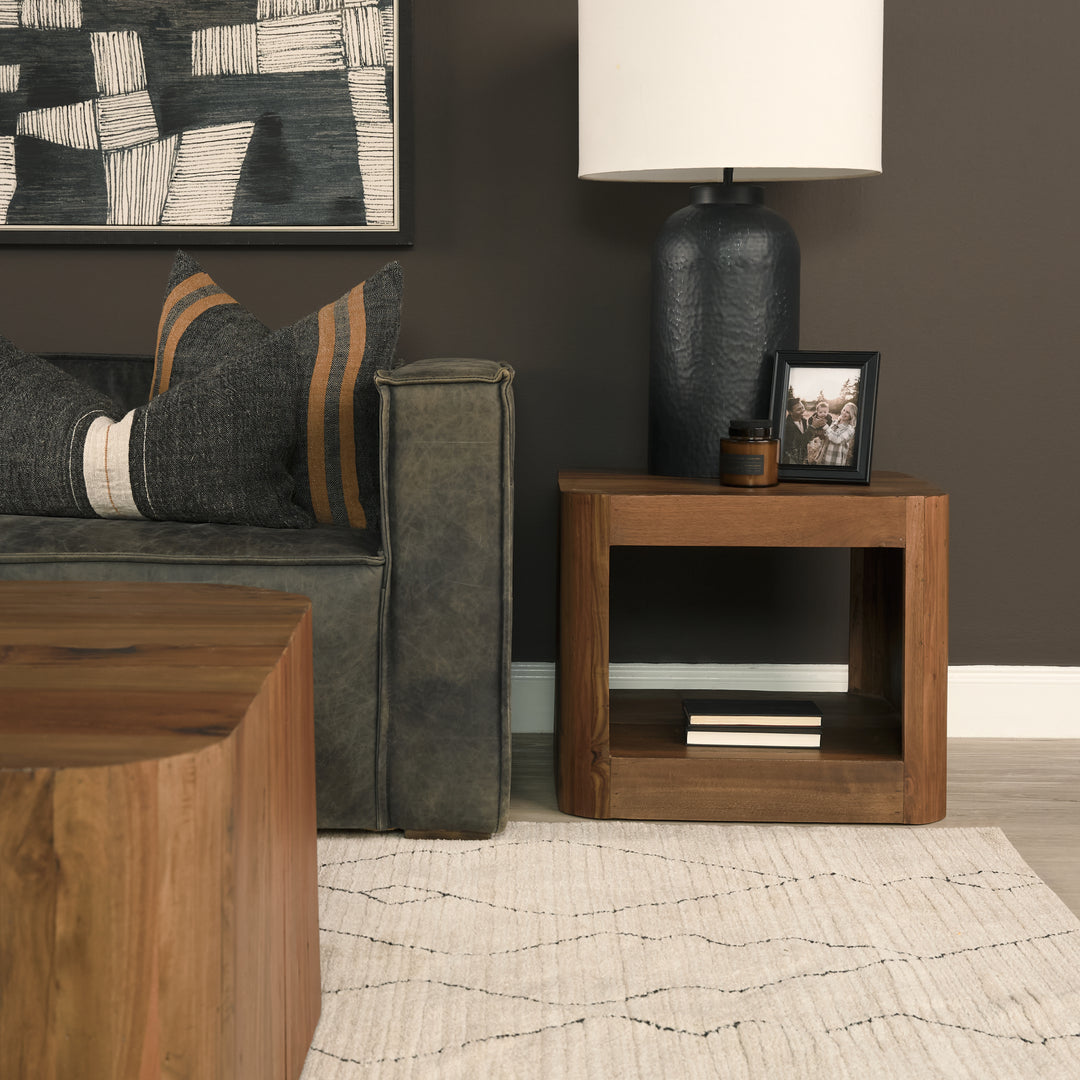 Dunmore Solid Wood Rectangular Open Shelf Side Table