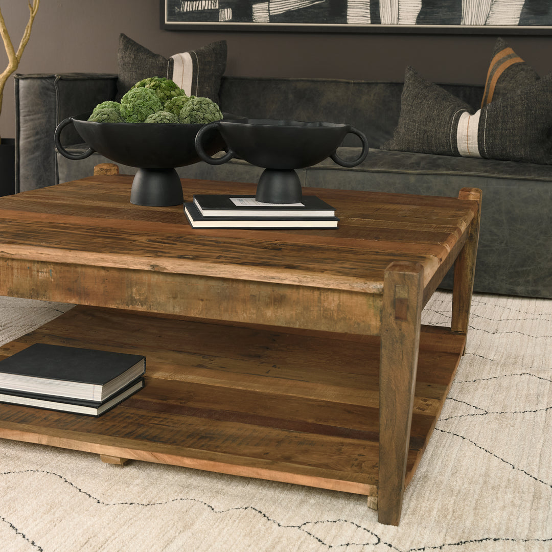 Ashwick Dark Brown Reclaimed Wood Square Coffee Table