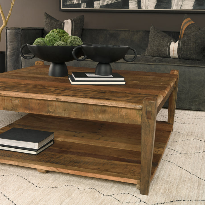 Ashwick Dark Brown Reclaimed Wood Square Coffee Table