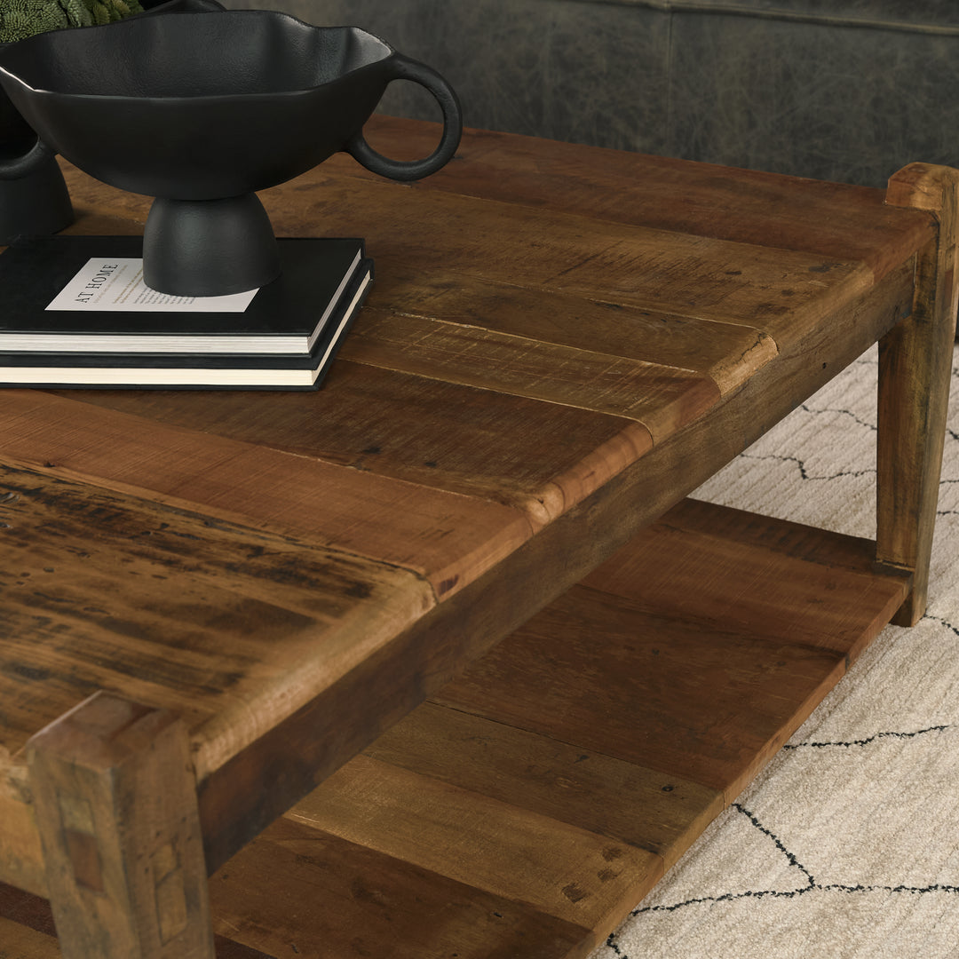 Ashwick Dark Brown Reclaimed Wood Square Coffee Table