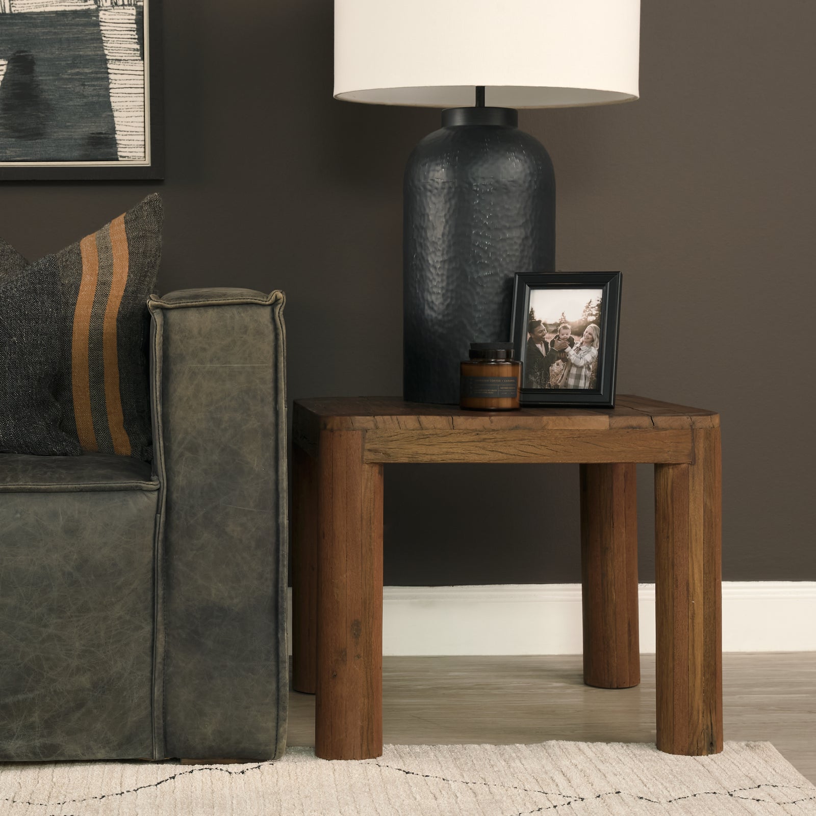Hewitt Square Smooth Reclaimed Wood Side Table
