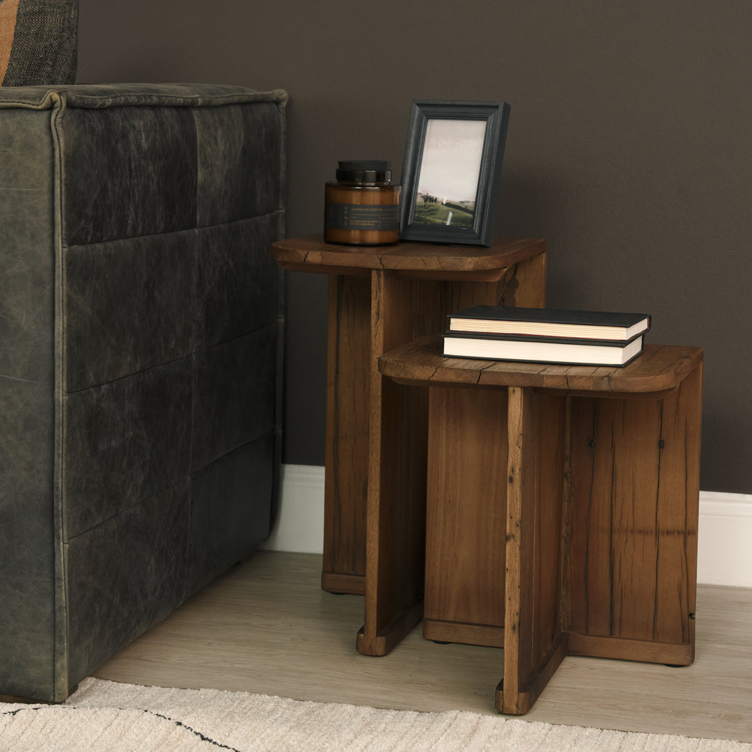 Lucan Mid-Dark Brown Reclaimed Wood Side Tables